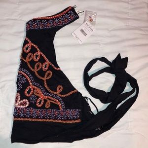 Free People Embroidered halter top
